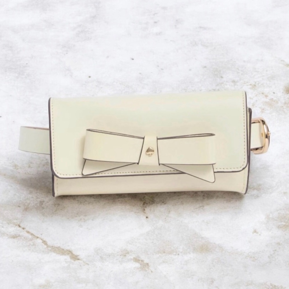 kate spade Cream Bow-Accent Wristlet Clutch